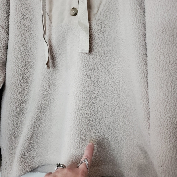 Madewell Re(sourced) Fleece Button Front Hoodie Sweatshirt Size Medium - Picture 9 of 16